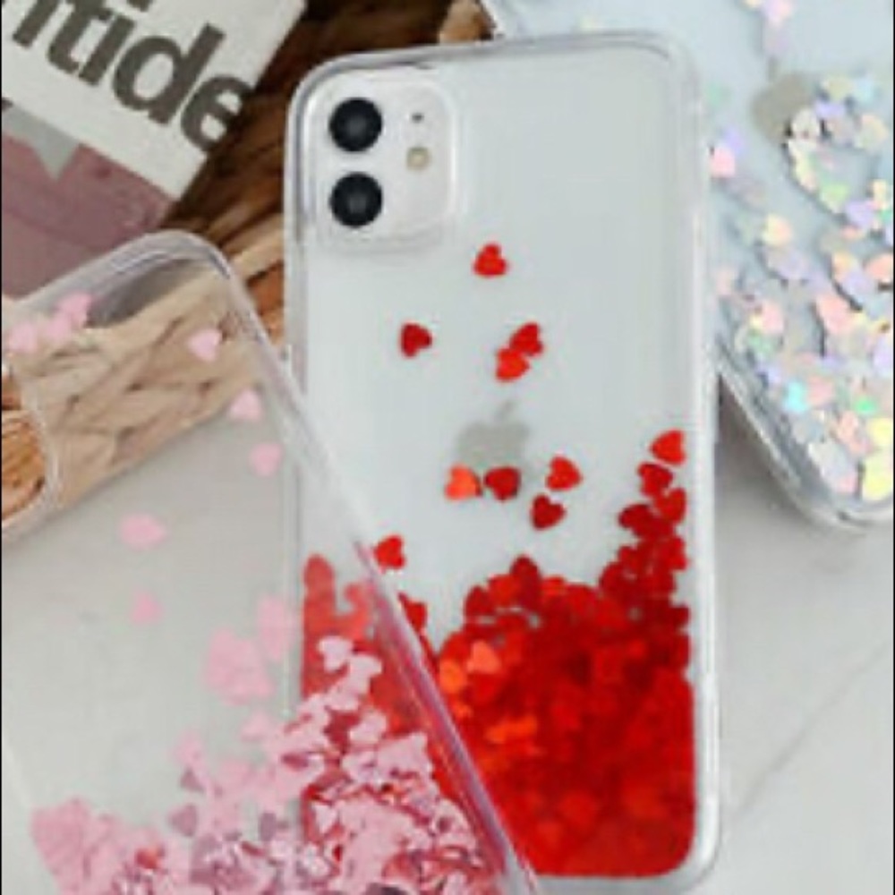 Red bling valentine/Red liquid hearts/ iPhone cover/Red/Mineral water/Beautiful!